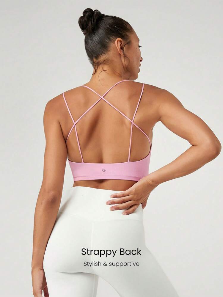 Soutien-gorge FeatherFit™ à encolure en cœur et dos croisé, avec sangles ultra fines, coupe amovible sans couture, bas impact, pour le yoga et le quotidien