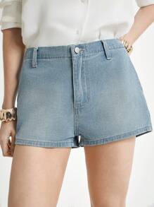 Daynim Women's Casual Washed Denim Shorts, Suitable For Vacation - Light Wash - View 4