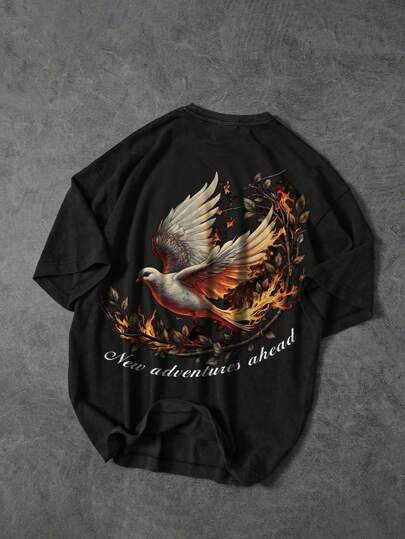 Street Life Camiseta de manga corta holgada y casual con eslogan e impresión, estilo de moda streetwear para el verano