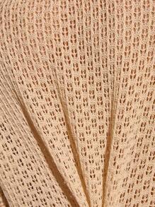 Bóhologie Women Button Front Hollow Out Cardigan And Knit Cover Up Skirt 2pcs Set - Beige - View 6