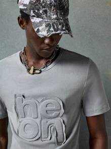 NEON BLANC 男士街头时尚针织圆领字母刺绣T恤 - 白色 - 查看 4