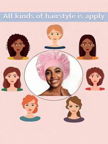 SHEIN 1 pezzo Cuffia da notte in seta Satin Bonnet, fascia morbida E W per capelli, berretto da casa in rosa e blu, decorazione per l'estate, adatto per il ritorno a scuola, con imbottitura in cotone, arricciature a collo solido, ampia traspiranti, cappello in satin per la cura dei capelli da donna