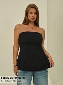 Auralis Plus Split Hem Tube Top Spring To Summer - Black - View 1