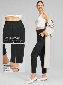 GLOWMODE 25'' VitalSwift Ultra-Light Petite Tapered Slim-Fit Slit Work Joggers Pants With Side Pockets Daily Casual Fall