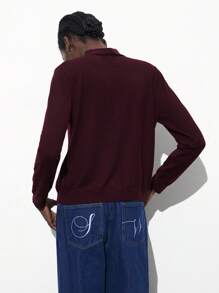 Maija Suéter de cárdigan de manga larga con cuello de corbata y lazo, unicolor elegante y casual, color rojo vino, adecuado para el Día de San Valentín, fiestas y festivales - Morado - Ver 5