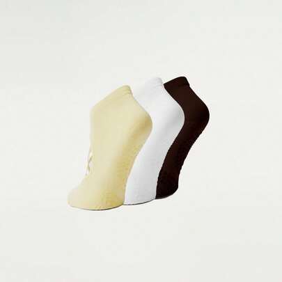 GLOWMODE 3双防滑绑带无缝趾结构踝部瑜伽普拉提黑色袜子