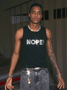 AXEPEAK Men's Casual Crystal Letter Print Sleeveless Vest Top, Summer