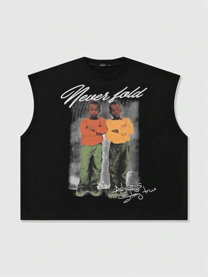 Street Life Camiseta de tirantes holgada para hombre con cuello redondo y estampado gráfico