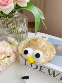 1Pc Fashionable Straw Sun Hat For Pets - UV Protection Dog Hat, Breathable Adjustable Cat Summer Accessory | Beach & Outdoor Shade Hat, Instant Sun Shield