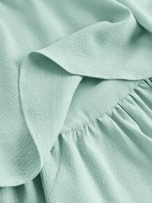 SHEIN Girlism Teen Girl Woven Solid Color Ruched Layered Hem Casual Cami Dress - Mint Green - View 3