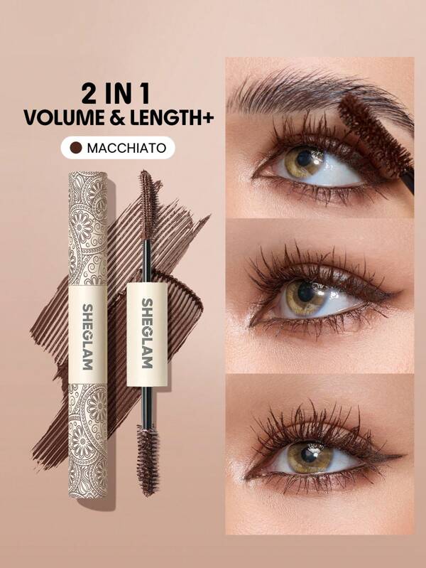 SHEGLAM RíMel All-In-One Volume & Length-Macchiato à Prova D'áGua, Pincel Duplo à Prova D'áGua, FáCil De Remover, Sem Manchas Formatura AniversáRio FéRias Inverno Outono Y2K Elegante Country Moda Mulheres Maquiagem CosméTico Festa Praia Viagem Acampamento Ar Livre Escola Campus Passeio Festivais DecoraçãO Presente Presente Rosa Garota Cosplay Melhor Cor Charme VibraçãO