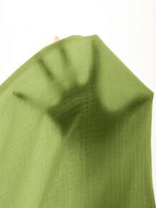 SHEIN EZwear Áo khoác cotton trắng ngắn nhẹ cỡ lớn, mùa hè thu/đông - màu xanh lá - Xem 7
