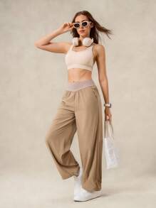 OutZeal Stretch Drawstring Hem Straight Leg Pants Vacation Daily Casual - Khaki - View 7