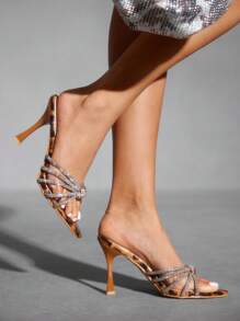 CUCCOO SZL 女士尖头高跟性感水钻绑带凉鞋，时尚派对、夜间外出、度假、女友装，春夏季 - 彩色 - 查看 3