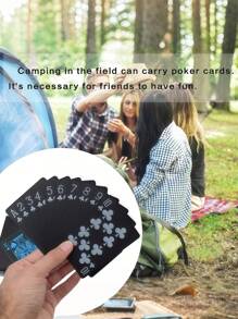 黑色塑料扑克牌耐磨耐用。塑料PVC防水扑克牌适用于朋友聚会、生日、圣诞聚会、减压玩具和有趣的棋盘游戏。良好的可伸缩弹性防水纸牌红蓝，一款多功能且有趣的纸牌游戏，与朋友一起解锁新游戏，游戏>棋盘游戏，游戏，趣味纸牌 - 藍色 - 查看 13