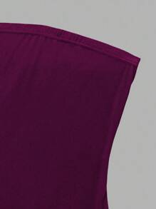 Sweetra 女士夏季纯色开衩塑身迷你连衣裙 - 中紫紅色 - 查看 6