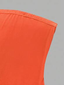 Sweetra Women Solid Color Strapless Bodycon Party Dress Mini Short Women Outfit - Orange - View 5