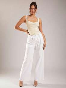 Silquee 女式休闲纯色褶皱修身背心，夏季，褶皱上衣，奶油色上衣，女式奶油色上衣，挤奶女工上衣，女式奶油色上衣，女式上衣