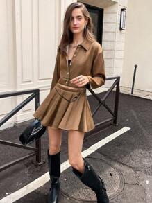 Aveloria Affinna Nouvelle veste courte pour femmes pour l'automne/hiver, veste polyvalente et mode minimaliste à porter avec une mini-jupe ou une jupe parapluie, ensemble 2 pièces