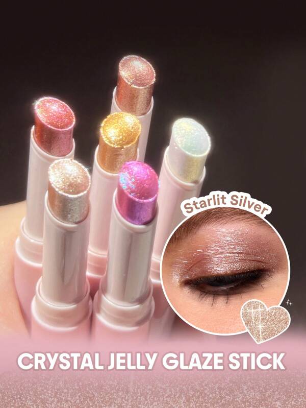 SHEGLAM Crystal Jelly Glaze Stick-Starlit Silver Multi-Uso Sombra Em BastãO ÚNica Glitter Shimmer Longa DuraçãO Alta PigmentaçãO Formatura AniversáRio FéRias Inverno Outono Y2K Elegante Country Moda Mulheres Marca Maquiagem CosméTico Beleza Festa Praia Viagem Acampamento Ar Livre Escola Campus Passeio Festivais DecoraçãO Presente Presente Rosa Garota Cosplay Melhor Cor Charme VibraçãO