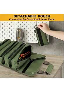 1 件 CRILANO 重型卷起工具包 - 防水牛津布收纳袋，适用于机械师、电工、木工等 - 耐用、便携且时尚的工业装备，带多个隔层，工具收纳袋