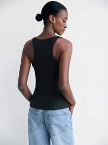 Maija Top minimale senza maniche con chiusura lampo in metallo, aderente, per l'estate, urban chic, comodo e versatile per le donne
