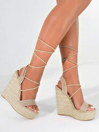 Styleloop Sandalias de plataforma y cuña de cuerda trenzada para mujer, estilo vacacional BOHO chic, retro, de música country americana, para festivales