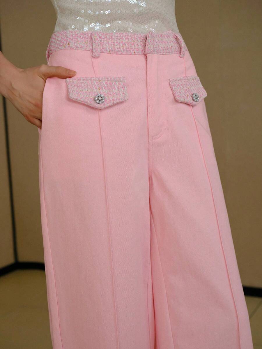 MOTF PREMIUM PINTUCK SLANT POCKET JEANS - Pink - View 2