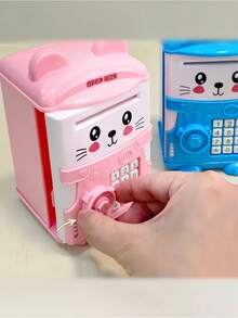 SHEIN Basic living 1PC Kids Electronic ATM Machine Piggy Bank With Password & Card - Interactive Educational Toy For 3-8 Year Olds, Realistic Coin Deposit & Withdrawal, Christmas Birthday Gift For Boys Girls