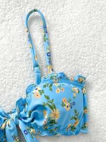 Soleia 全新碎花扭纹抹胸比基尼套装，可爱、卡哇伊露肩圣诞上衣，适合学校返校服装，女士返校秋季服装，哥特女装，俱乐部服装，女士性感万圣节服装，外出服装，音乐会服装，乡村音乐会服装 - 彩色 - 查看 4