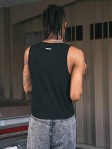 AXEPEAK Men's Casual Crystal Letter Print Sleeveless Vest Top, Summer