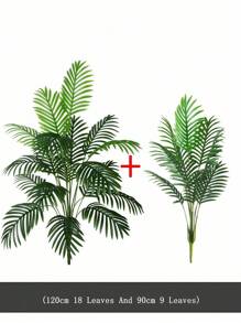 超逼真三合一人造棕榈树套装，含龟背竹和天堂鸟 - 90-120 厘米高仿槟榔棕榈植物，热带塑料室内/室外装饰，适用于家庭花园婚礼派对，低维护假树，适用于客厅、办公室、露台、阳台和活动装饰（防水耐用设计 + 完美的乔迁/生日礼物创意） - 綠色 - 查看 8