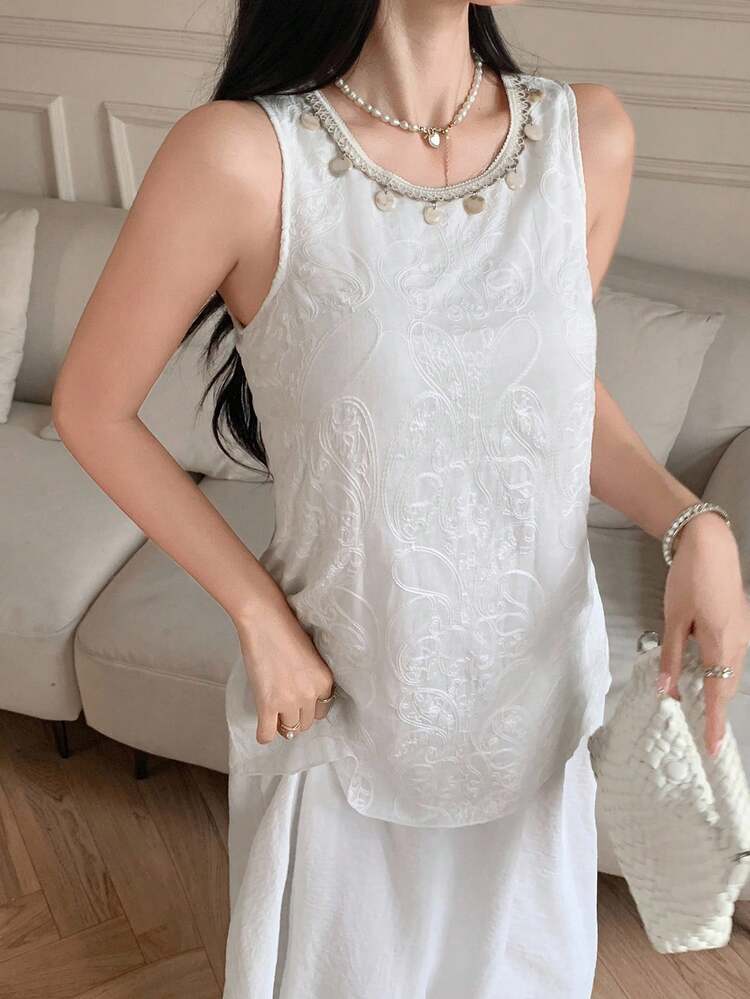 Chinese Style Vintage Slimming Embroidered Round Neck Loose Dress