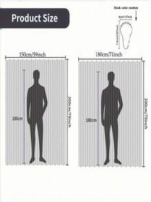 SHEIN 1pc Boho Style Foldable Magnetic Adsorption Bathroom Curtain, Waterproof & Mildew Resistant Linen-Like Material, Dry-Wet Separation No-Drill Home Bathroom Decor Summer Bathroom Accessories Back To School - Multicolor - View 2