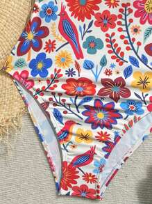 Soleia Bathing Suits For Women Beach Outfits For Woman Swimsuits Vacation One Piece Bathing Suit 1pc Women's Floral Print One-Piece Swimsuit For Vacation And Beach, Cute, Kawaii - Multicolor - View 5