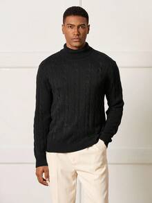 Manfinity CityGents Jersey de cuello alto informal de unicolor para hombre, otoño/invierno