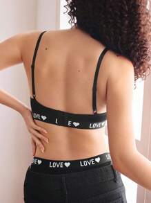 EasyFave Sostén con letras sin relleno y calado de estilo sexy y de moda para mujer