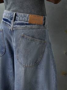 NEON BLANC Quần short denim nam dáng rộng, dài đến đầu gối, có túi. - Màu xanh lam - Xem 6
