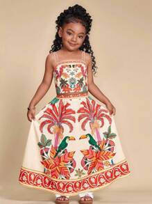 Travachic KIDS 年轻女孩度假母女套装，钩针编织碎花吊带上衣和迷你裙 2 件套 - 彩色 - 查看 1