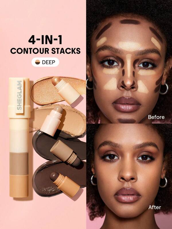 SHEGLAM Multi-Glam Face Pen-Deep 9-Color Contour Stick Non-Greasy Long Lasting Natural Highlighter Dual-Use Multi-Use Sculpt Smoothes Fine Lines Creamy Contour Graduation Birthday Holiday Summer Fall Autumn Y2K Fancy Fashion Women Makeup Cosmetic Party Beach Travel Camping Outdoors School Campus Trip Festivals Decor Gift Present Rose Girl Cosplay Best Color Charm Vibe