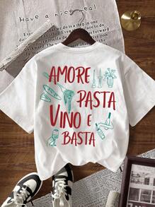 TaskSense Women's Casual Slogan Print Short Sleeve T-Shirt, Summer, Christmas - White - View 6