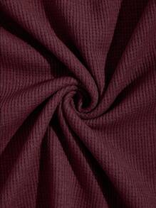EURMUSE Men Waffle Fabric Raglan Sleeve Patched Regular T-Shirt Set - Burgundy - View 8