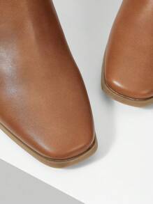 MOTF PREMIUM PU LEATHER SIDE ZIPPER HEELED ANKLE BOOTS FOR CHRISTMAS - Brown - View 5