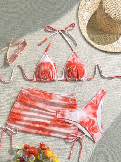 Soleia Women's Plus Size Floral Print Vacation Beach Bikini Set