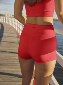 Aralina Leisurewear 夏季黄色前褶饰自行车短款荷叶边上衣两件套 - 紅色 - 查看 3