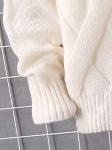 Tween Boy V-Neck Cardigan With Inter-Color Stripes, Personalized Design, Fried Dough Twists Pattern, Fashion, Cool, Y2Y, College Style, Casual, Versatile, Suitable For Outdoor Play, Suitable For Party, Suitable For Graduation Party, Suitable For Seaside, Suitable For Sports, Suitable For Speech, Knit, Sweater, Autumn And Winter Fall - White - View 5