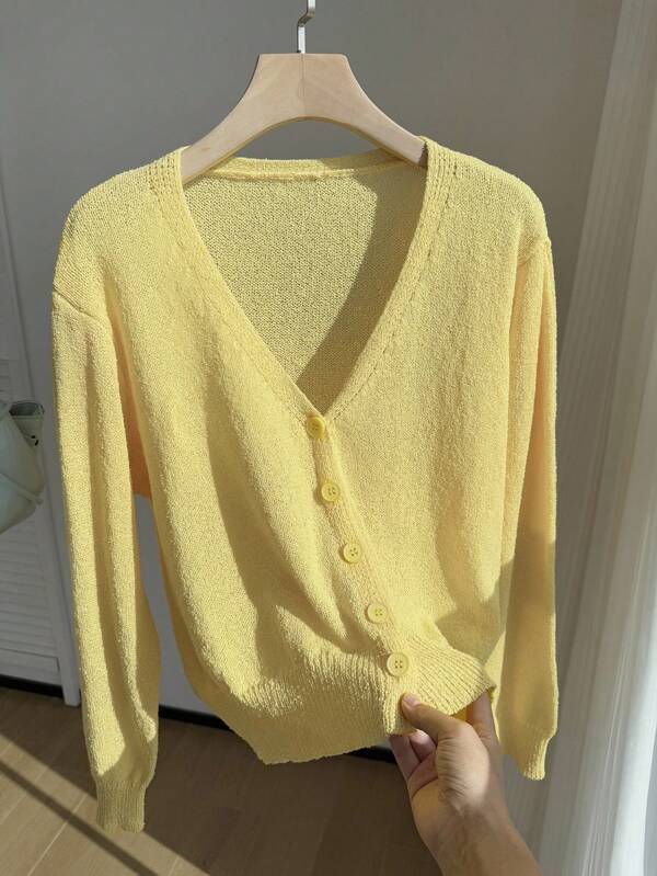 Comfortcana Cardigan casual a tinta unita con collo alto e vita lunga, mono-morbido, adatto alle taglie forti