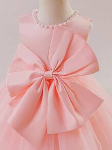 Glamorique Kids Infant Girls Sleeveless Tulle Puff Dress, Flower Girl Birthday Party Sweet Cute 3D Bow Princess Dress