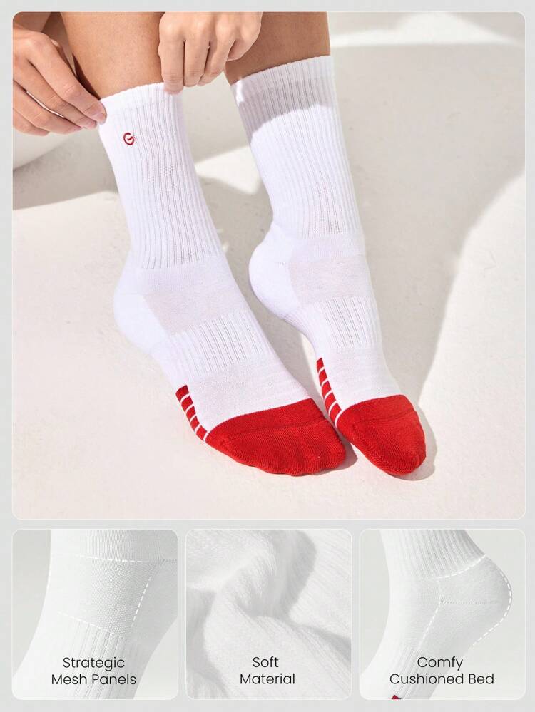 3 Pairs Socks Soft Ventilated Mesh With Embroidered Logo Gym Workout Daily