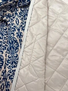 SHEIN 孕妇印花保暖宽松外套，适合冬季 - 藍白色 - 查看 3